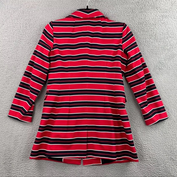 Banana Republic Red & Blue Striped Nautical Coat Gold Buttons - Picture 3 of 15